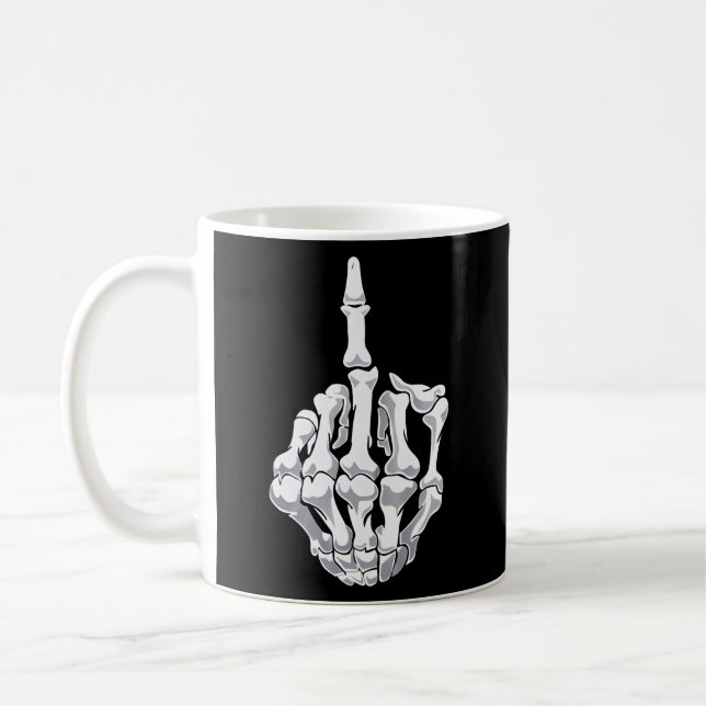 Caneca De Café Skeleton do Dedo Médio das Halloween (Esquerda)