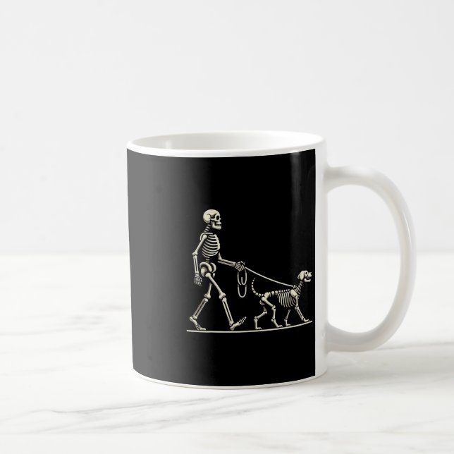 Caneca De Café Skeleton E Cachorro Preguiçosos Figurinos De Hallo (Direita)