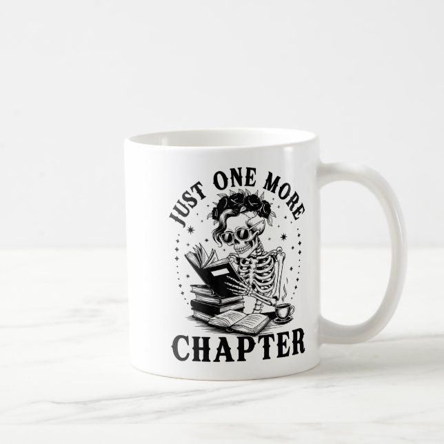 Caneca De Café Skeleton Engraçado Leading Book Só Mais Um Capítul (Direita)