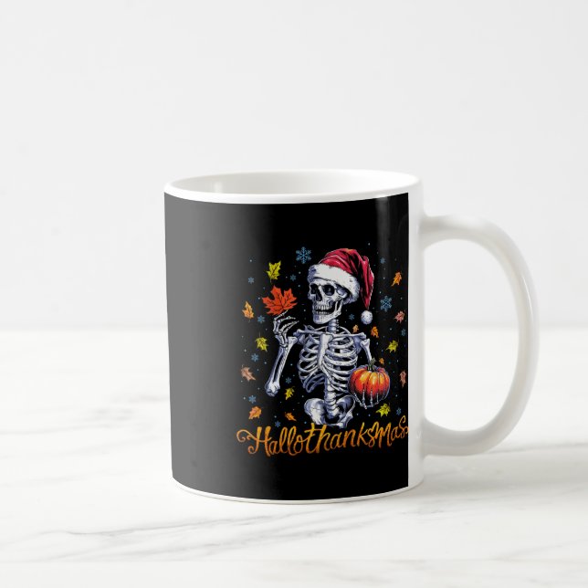 Caneca De Café Skeleton Halloween Feliz Natal HalloGraças (Direita)