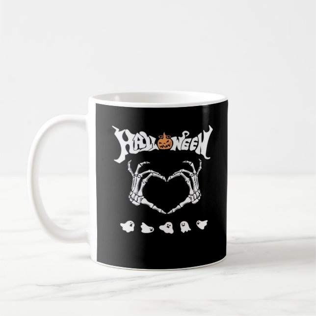 Caneca De Café Skeleton Hand Com, Design Halloween (Esquerda)
