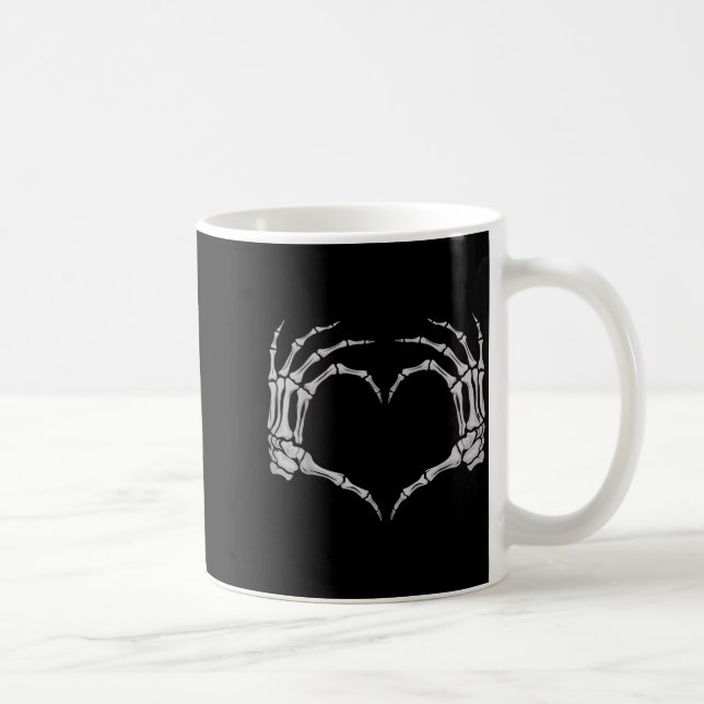 Caneca De Café Skeleton Hand Heart Halloween Valentines Matching  (Direita)