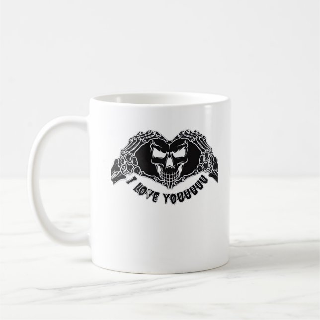 Caneca De Café Skeleton Hands Skull, Design Halloween Para Backgr (Esquerda)