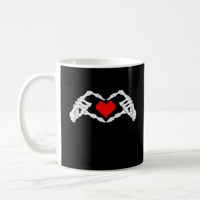 Caneca De Café Skeleton Heart and Mands Meme (Esquerda)