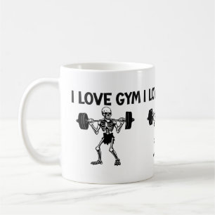 Caneca De Café Skeleton Illustration e eu adoro Tipografia Gym