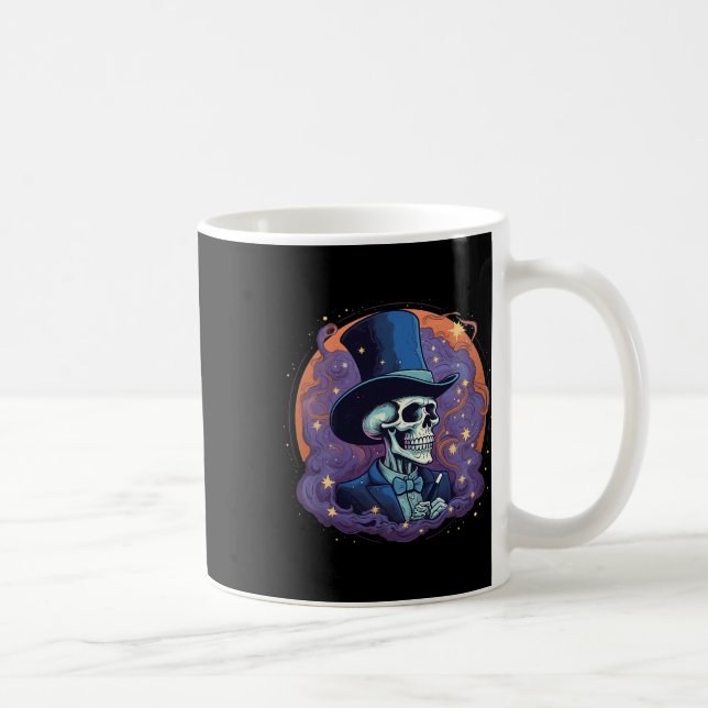 Caneca De Café Skeleton Magistro Top Hat Stars Fumar Hallow (Direita)