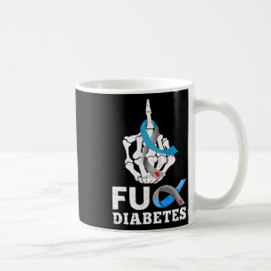 Caneca De Café Skeleton Mão Diabetes Azul Fita Sensibilização M