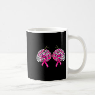 Caneca De Café Skeleton Mão S Abóbora Cancer Mama Halloween Wo