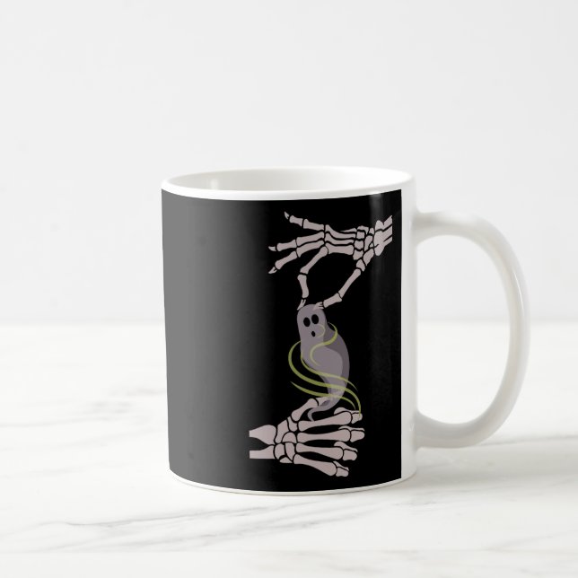 Caneca De Café Skeleton Mãos Fantasma Spooky Halloween (Direita)