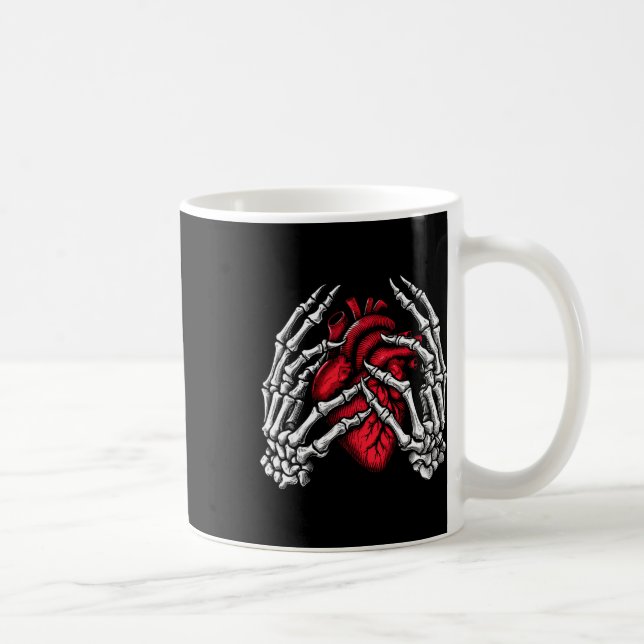 Caneca De Café Skeleton Mãos Segurando O Figurino De Halloween Wo (Direita)
