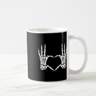 Caneca De Café Skeleton Mãos Sinais de Coração Retro Figurino de 