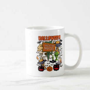 Caneca De Café Skeleton Motel Halloween Cute Ghost Hallowee