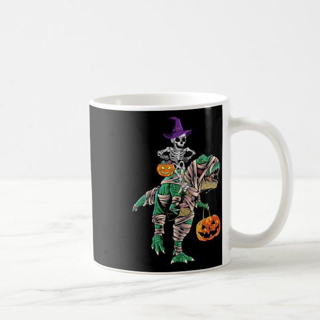 Caneca De Café Skeleton Mummy Dinosaur T Rex Halloween Para Menin (Direita)