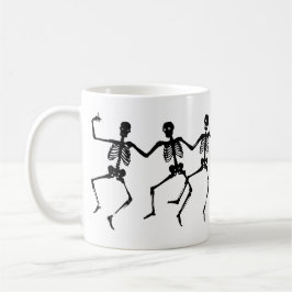 Caneca De Café Skeleton Negro e Branco Halloween