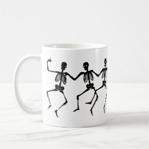 Caneca De Café Skeleton Negro e Branco Halloween