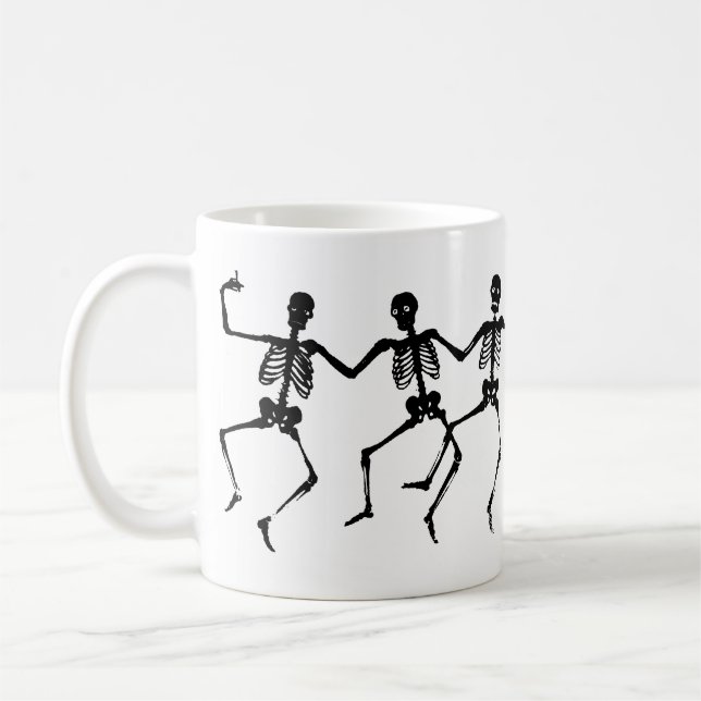 Caneca De Café Skeleton Negro e Branco Halloween (Esquerda)