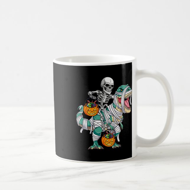 Caneca De Café Skeleton Riding Dinossaur T Rex Divorciando Crianç (Direita)