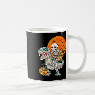 Caneca De Café Skeleton Riding Mummy Dinosaur T Rex Halloween
