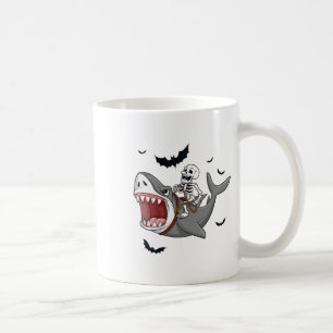 Caneca De Café Skeleton Riding Shark Scary Halloween Boys Garotas