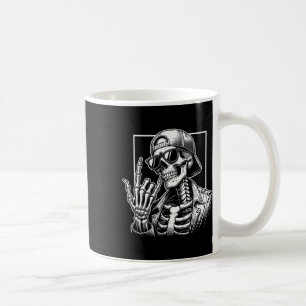 Caneca De Café Skeleton Rock Hand Halloween Figurume Rocker Legal