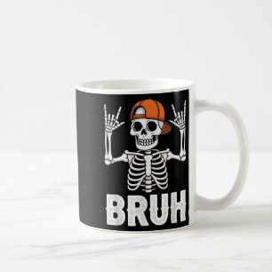 Caneca De Café Skeleton Rock No Bruh Halloween Para Meninos Menin