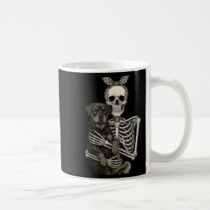 Caneca De Café Skeleton Segurando Rottweiler Cachorro Engraçado M