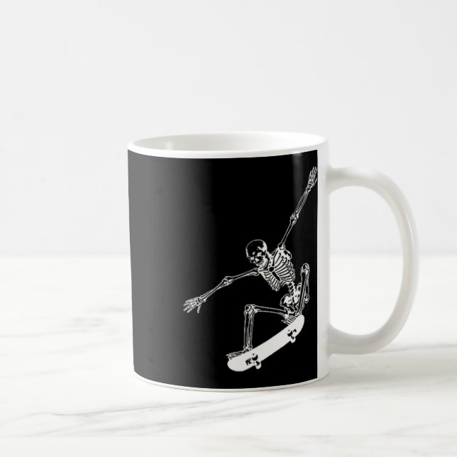 Caneca De Café Skeleton Skateboard Skull Halloween Skate (Direita)