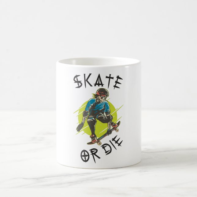 Caneca De Café Skeleton Skateboarder skate ou die (Centro)