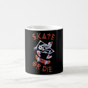 Caneca De Café Skeleton Skateboarder skate ou die
