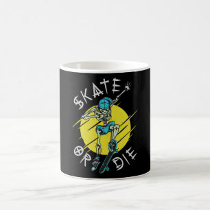 Caneca De Café Skeleton Skateboarder skate ou die