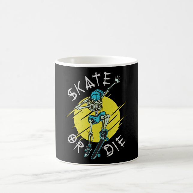 Caneca De Café Skeleton Skateboarder skate ou die (Centro)