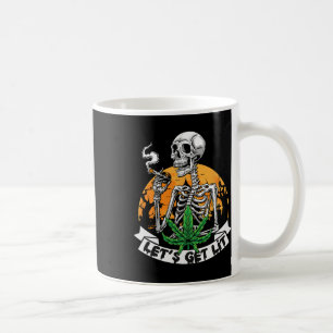 Caneca De Café Skeleton Stoner Smoking Weed Vamos Sente-se