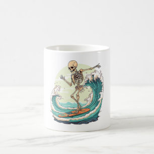 Caneca De Café Skeleton surfar nas ondas