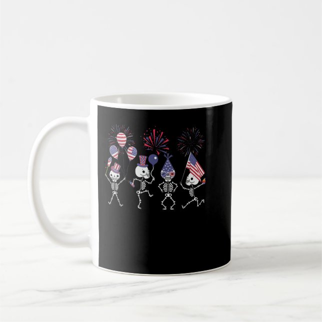Caneca De Café Skeletons Dançando Julho Quarto Engraçado 4 De Jul (Esquerda)