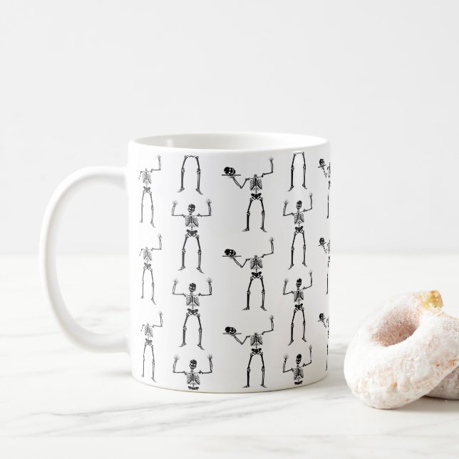 Caneca De Café Skeletons De Halloween, Truque Ou Tratar, Boo (Com Donut)