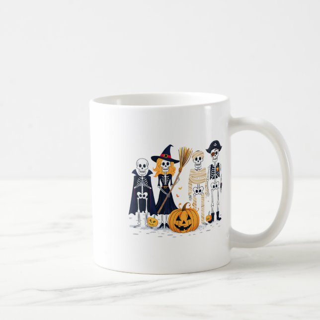 Caneca De Café Skeletons E Amigos Na Fall Season Hall (Direita)