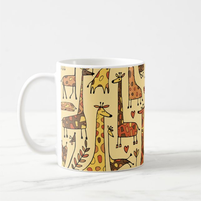 Caneca De Café Sketch Giraffe, Design De Diversão Sem Olho. (Esquerda)