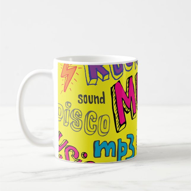 Caneca De Café Sketchy Music Doodles - Fundo Invisível (Esquerda)