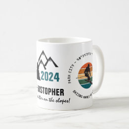Caneca De Café Ski Park City, Utah - Man Skier, Name, Black Text