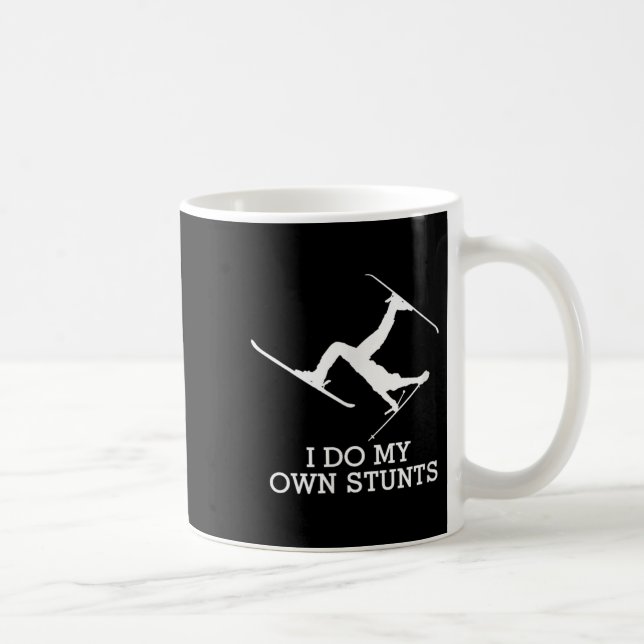 Caneca De Café Ski Shirt - I Do My Own Stunts - Funny Skiing Tee  (Direita)