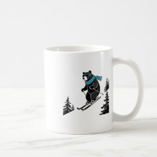Caneca De Café Skiing Bear, Funny Wintersports, Dad Ski Slope, Fu