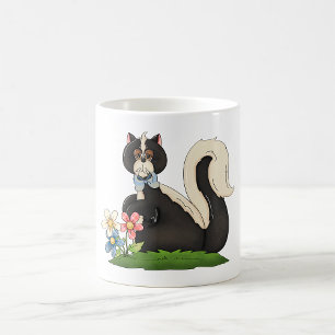 Caneca De Café Skunk Com Flores