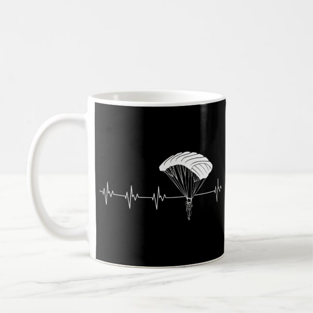 Caneca De Café Skydiving Heartbeat Skydiver Parachuting Lover (Esquerda)