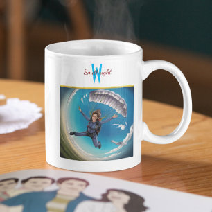 Caneca De Café Skydiving Sobre As Nuvens