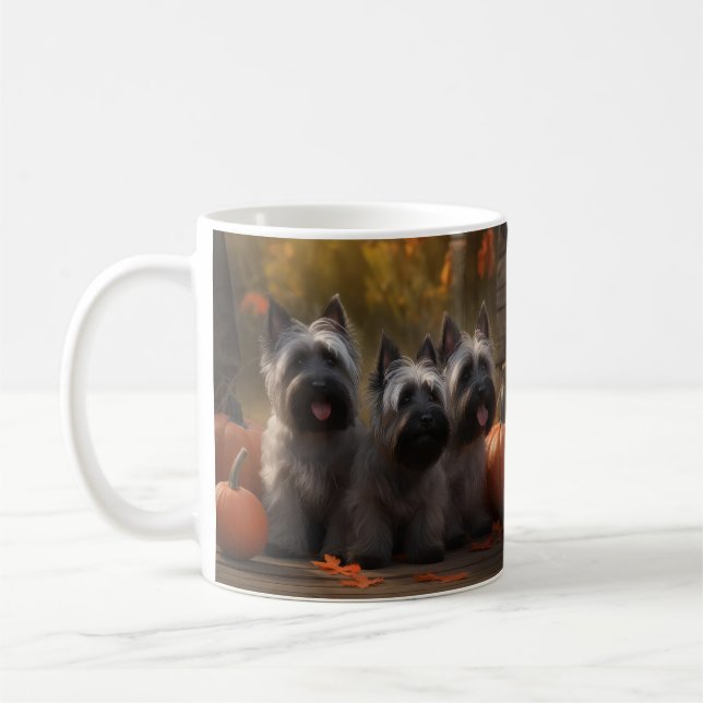 Caneca De Café Skye Terrier Puppy Autumn Delight Pumpkin (Esquerda)