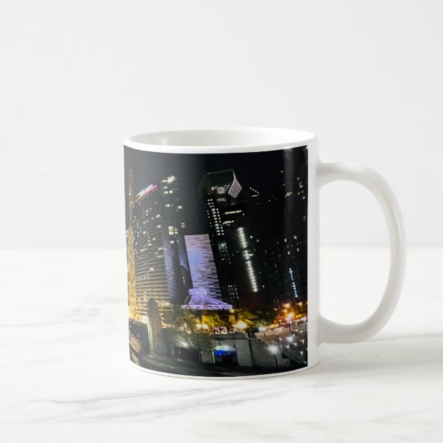 Caneca De Café Skyline à noite, Chicago, Illinois (Direita)