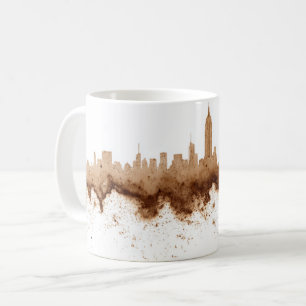 Caneca De Café Skyline City Coffee Stain Art