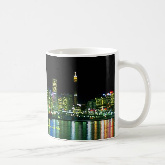 Caneca De Café Skyline da noite de Balmain, Sydney, Wale sul novo (Direita)