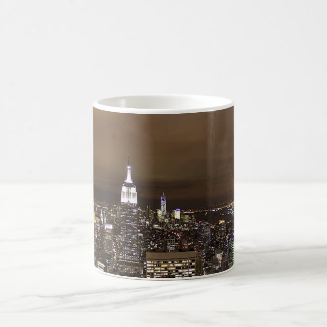 Caneca De Café Skyline da noite de New York (Centro)