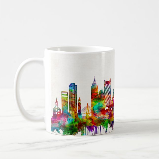 Caneca De Café Skyline de Boston Massachusetts (Esquerda)